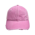 Pink distressed mesh trucker hat with breathable fabric and vintage washed cotton finish - Adult / Hot Pink