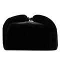 Colbacco russo invernale in tela verde e folta pelliccia sintetica nera con paraorecchie - XL (Oltre 60cm) / Nero