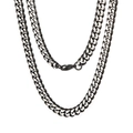 Two-tone black and silver Cuban link necklace in durable stainless steel chain style - Black
