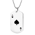 Gepolijste zilveren roestvrijstalen dogtag-ketting met schoppen aas pokerpatroon - Ketting / Zilver