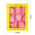 8-teiliges rosa Oster-Ausstechformen-Set mit Hasen und Eiern in gelber Schachtel - 8-teiliges Oster-Set B