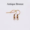 Antique gold finish stainless steel ear hooks with coil and bead for DIY jewelry making - Antique Gold