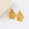 Minimalist gold snake-shaped stainless steel stud earrings shown on white background - Gold (CK435)
