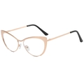Montatura occhiali cat eye in metallo oro rosa con terminali delle aste neri - Cornice Dorata