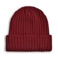 Classic ribbed knit beanie for men and women in a deep burgundy wine red winter style - Burgundy
