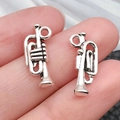 Silver trumpet musical instrument charm pendant made of alloy metal for DIY jewelry - Small Trumpet (17x7mm-0.8g)