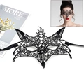 Elegant black lace masquerade mask with fox and bat embroidery for party costumes - 022 Wolf Head