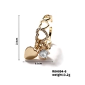 Detail showing heart-shaped ring with zircon pendants and 2.4cm height dimensions - Adjustable Open / Gold Clear Heart Style (R00094-6)
