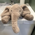 Cute grey elephant plush toy in a lying position with soft short-pile fabric detail - 65cm / Gray