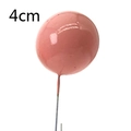 Décoration de gâteau sphère rose 4cm brillante avec tige fine sur fond blanc - 4CM de diamètre / Rose