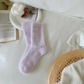 Lavender faux mink fur crew socks in soft plush material for winter warmth - One Size / Light Purple