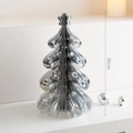 30cm silver metal folding Christmas tree ornament with star top on white display - Crystal Silver Star Tree