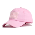 Pink distressed baseball cap with American flag patch and vintage frayed details - One Size / Pink