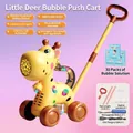 Yellow deer bubble push walker with LED lights and 30 packs of bubble concentrate - Yellow Deer Bubble Walker [Rechargeable] + 30 Packs Solution