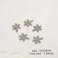Set da cinque ciondoli a fiocco di neve in acciaio inox argento con foro 1,25mm - Ciondolo Fiocco di Neve