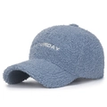 Gorra de béisbol de lana de cordero azul con bordado Saturday para mujer invierno - Ajustable / Azul Cielo