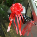 Large red 3D pull bow ribbon with gold edges and Love You More print for car mirrors - Red with I Love You More
