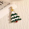 Green enamel Christmas tree pendant with golden star on beige textured background - EAR0014/Green White Red Gold