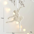 Sparkling white glitter ballet dancer ornament for Christmas tree decoration with ribbon - Ballet Girl Style B