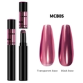 Macro view of MCB05 rose gold nail cushion pen showing chrome mirror effects on two bases - Rose Pink Mirror (MCB-05)
