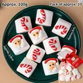 Christmas marshmallow set with Santa and candy canes in green plate, 100g 10pcs pack - Cylindrical Santa Marshmallows (100g/10 Pcs)