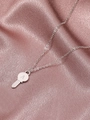 Silver punk style key pendant necklace with engraved letter A on a pink silk background - Silver - Letter A Key Pendant Style (DZ-428)