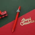 Weihnachtlicher Gelschreiber mit 3D-Silikon-Tannenbaum-Aufsatz und rotem Gehäuse - Weihnachtsbaum / Rot