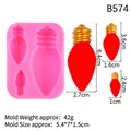 Pink silicone mold for three different sized mini light bulb shapes for cake decoration - No.1/3-Cavity/Pink