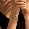 6-teiliges vergoldetes Armband-Set mit Büroklammer- und Schlangenkette für Lagen-Looks - Gold (Büroklammer/Hufeisen/Schlangen/Panzer/Kugel Set)