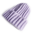 Unisex lavender ribbed knit beanie cap in soft wool material for a minimalist casual look - One Size / Light Purple