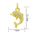 Golden dolphin charm with clear rhinestones and dimensions 13.5mm by 10mm - Gold White Zirconia-Dolphin 0899