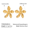Detaillierte Maße der 18K vergoldeten Edelstahl Blumenohrringe mit Größenangaben - Goldenes Blumen-Stil (YYE025269-G)