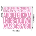 Pink waterproof vinyl alphabet and number stickers with mixed 1-inch and 2-inch sizes - Pink