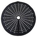 Halloween tree skirt with white spider web pattern on black fabric background - Diameter 122CM/48 Inches