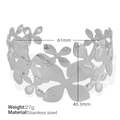 Silver hollow flower cuff bracelet in stainless steel with elegant cutout design - Silver [Hollow Flower Bunch]