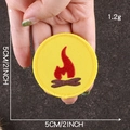5cm round embroidered scout patch with campfire pattern and yellow background for clothing - Yellow Campfire