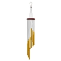 Outdoor 12-tube wind chime with gold aluminum pipes and red wood accents for garden decor - Red Wood Gold Tubes