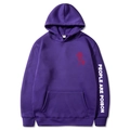 Purple People Are Poison hoodie featuring rose embroidery and white printed sleeves - Purple 344