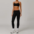 Conjunto de yoga negro para mujer con sujetador deportivo en U y mallas de cintura alta - S / Conjunto de Sujetador y Leggings Negro Premium