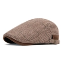 Brown plaid tweed ivy cap for men with adjustable metal buckle for autumn winter - 56-61CM (Adjustable) / Khaki