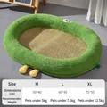 Cartoon duck cooling pet mat with green plush border and sizing chart details - M / Oval Big Eye / Green