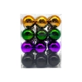 Christmas ball ornament set with 12 pieces in gold green purple and black metallic finish - Shiny Finish / 4cm 24Pcs