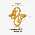 Golden stainless steel ring with intricate hollow vine patterns and 1.8cm inner diameter - Adjustable Open / Gold