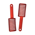 Curved vent hairbrush with boar bristles and plastic frame in red for hair styling - Red Elastic Paint Large Curved Brush