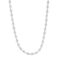 Poliertes Silber-Halskette aus Edelstahl mit ovalen Perlen und geometrischem Olivenkettenglied - Silber (PCD545)
