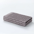 Gray-purple waffle weave cotton square towel with premium textured honeycomb pattern - 34x34cm / Brown