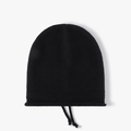 Gorro de punto negro para mujer con cordón ajustable y forro polar para invierno - Negro