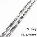 Collier chaîne gourmette argentée en acier inoxydable avec fermoir mousqueton - 6mm x 760mm