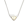 Polished silver heart pendant with letter K on a sleek snake chain necklace - Letter K (S143S-K)