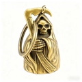 Vintage stainless steel Grim Reaper bell pendant with a retro distressed bronze finish - Gold Color (Pendant + Keychain)